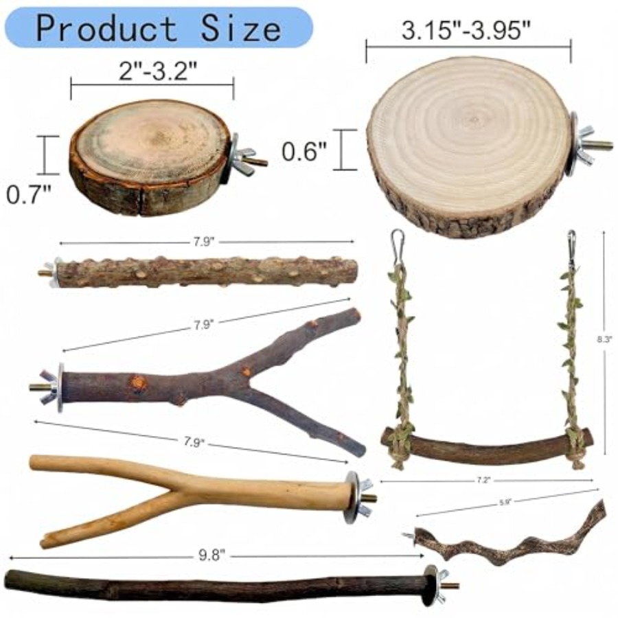 8PCS natural wood bird perches - Health & Wellness Unlimited 评论和价格